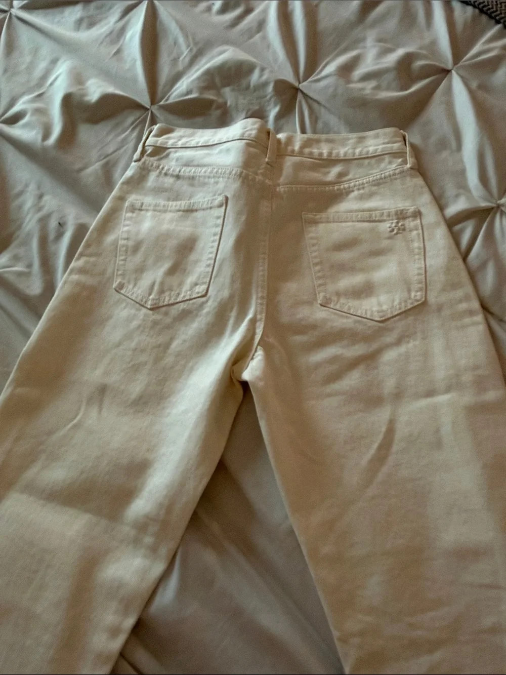 Tory Burch Cream High-Rise Straight Jeans